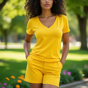 T-shirt décontracté à séchage rapide pour femmes, col en V, surdimensionné, Jogging, t-shirt pour dames, vêtements de fitness de haute qualité, t-shirt pour femmes - Product Image 3