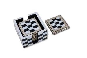 Posavasos con incrustaciones de hueso hechos a mano con soporte de madera Juego de posavasos de calidad premium para decoración y regalos de mesa con estilo - Product Image 4