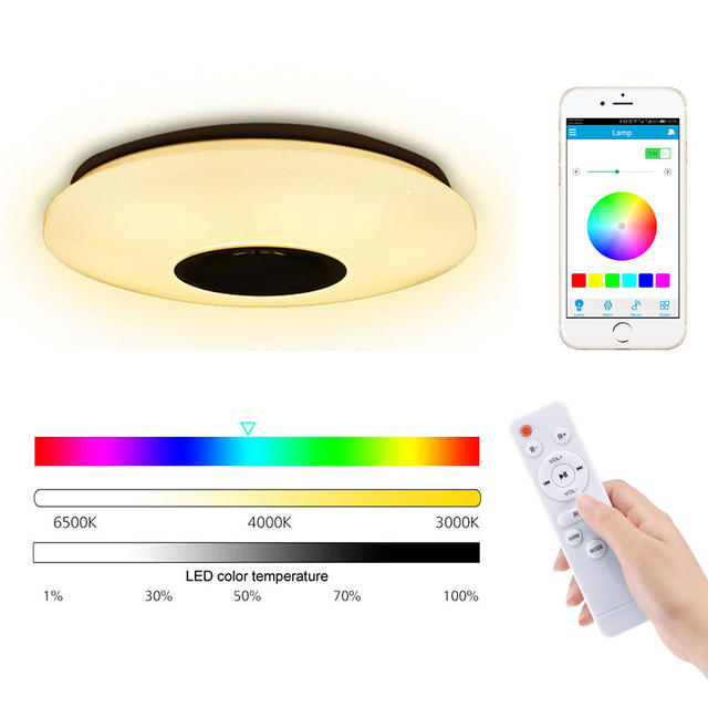 Modern Star Point Music Ceiling Light 24W 36W 60W Remote Control APP Smart Colorful LED Music Ceiling Light