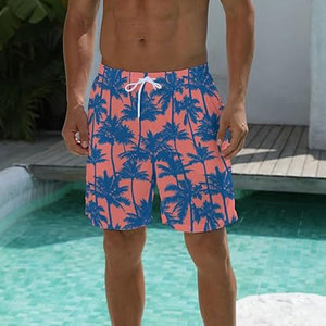 กางเกงว่ายน้ำขาสั้นผ้าแคนวาสสำหรับผู้ชายกางเกงว่ายน้ำแห้งเร็วกางเกงชายหาดแบบลำลองมีเชือกผูกปิด - Product Image 1