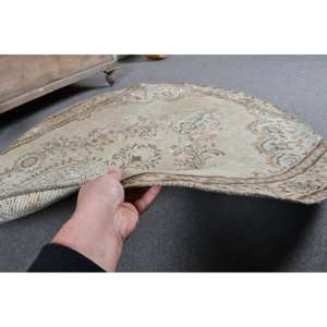 Alfombra de lana turca marrón beige de 5x5 pies, diseño abstracto de retazos rectangulares de área grande para pasillo, habitación, mesita de noche, látex - Product Image 4