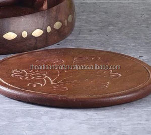 Natural <b>Wood</b> <b>Coasters</b> for Hot and Cold Beverages Engraved Wooden <b>Coasters</b> for Home and Kitchen by Artisan Craft - Product Image 4