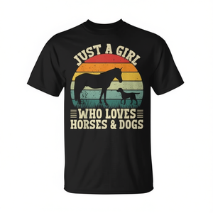 Camiseta Retro para Chicas que Aman Caballos y Perros, Ropa Promocional para Chicas - Product Image 2