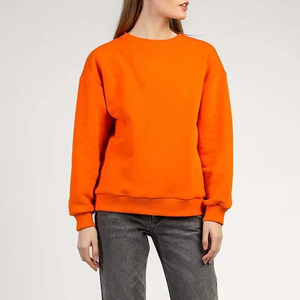 Etiqueta privada impresa bordado Color personalizado naranja personalizado algodón polar cuello redondo pulóver transpirable Invierno 2 uds frente - Product Image 1