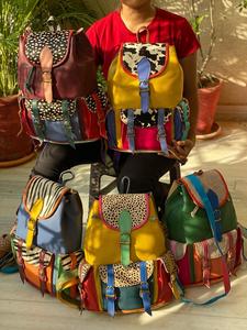 Sac à dos en cuir recyclé avec imprimé Animal, sac à dos en cuir pleine couleur - Product Image 5