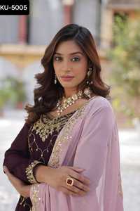 Ropa de boda india y pakistaní Faux Blooming con lentejuelas bordadas diseñador de trabajo Sharara traje con trabajo pesado Dupatta - Product Image 6