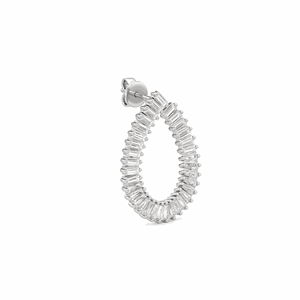 Lab Grown Diamond Hoop Compromiso Baguette Cut Pendientes para mujer Regalo de cumpleaños - Product Image 4