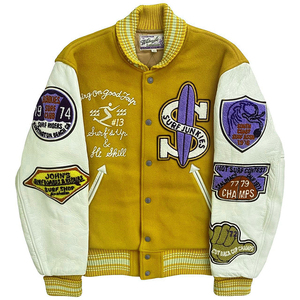 Logo personnalisé hommes en cuir Baseball Letterman Varsity vestes col montant polaire hiver OEM Service - Product Image 1