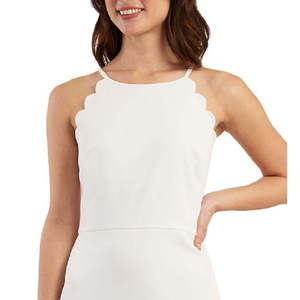 BCX Mini Abito Bianco da Donna con Dettaglio a Festoni, Stile Casual/Elegante, Vita Naturale, Traspirante, Lunghezza al Ginocchio, Taglia Unica (XL Incluso) - Product Image 2