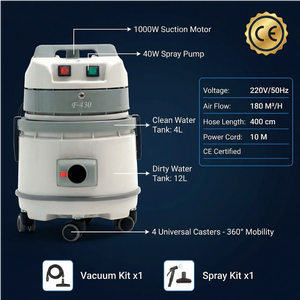 Aspirateur multi-surfaces humide et sec, pour le <span class=keywords><strong>nettoyage</strong></span> des canapés, des rideaux, des tapis et des intérieurs de voitures |   Réservoir de solution 4L - Product Image 2