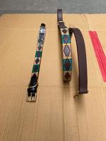 Collier de chien polo en cuir personnalisé avec combinaison de laisse multicolore
