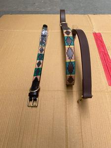 Collier de chien polo en cuir personnalisé avec combinaison de laisse multicolore - Product Image 3