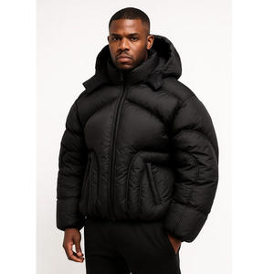 Veste d'hiver épaisse pour homme, rembourrage à bulles coupe-vent de haute qualité, OEM, capuche amovible personnalisée, imprimé - Product Image 4