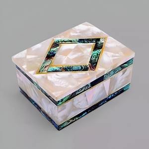 Boîte à bijoux en marbre artisanal avec incrusté de nacre porte-bibelot en marbre blanc stockage de bijoux élégant - Product Image 5