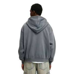 Sudadera con capucha de algodón 100% de peso pesado personalizable para hombre, ropa de calle Vintage desgastada con cremallera de gran tamaño para invierno - Product Image 3