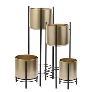 Pot de fleurs personnalisé de conception sobre simple décor à la maison coin latéral jardinières noires et dorées - Product Image 4