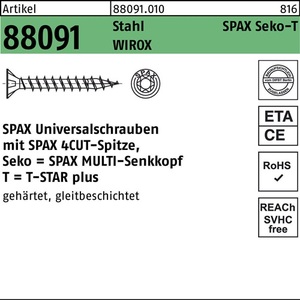 Tornillos Seko/T-Star 4.5x60/54 T20 Acero Wirox 100 Piezas SPAX - Product Image 1