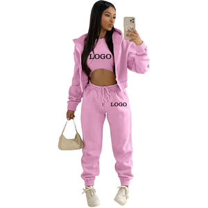 Tissu Premium femmes décontracté deux pièces survêtement confortable à manches longues sweat pantalon solide motif imprimé matériau souple - Product Image 4