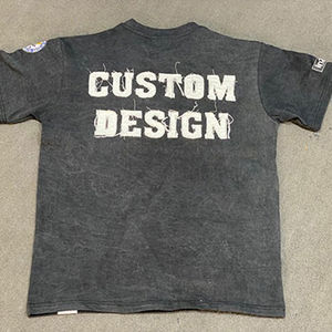 Camiseta con bordado desgastado de lavado de ayuda de alta calidad, camiseta con parche de chenilla de algodón 100% para hombres - Product Image 2