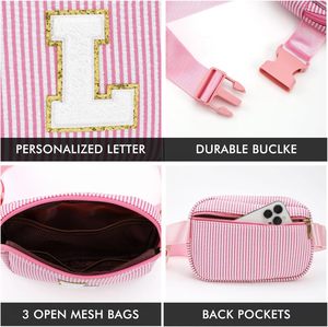 Linda <span class=keywords><strong>Riñonera</strong></span> de Nylon con Logotipo Personalizado, Bolsa de Cintura a Rayas para Niñas, para la Escuela Diaria, Venta al por Mayor - Product Image 3