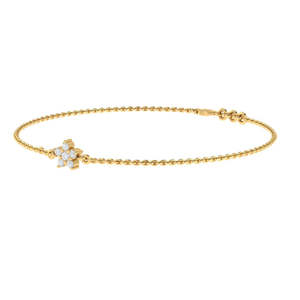 ได้รับการรับรอง14Kt กำไลข้อมือเพชรลายดอกไม้สีทองพร้อม0.16ct ดีไซน์สุดหรูสีเหลืองทอง - Product Image 2