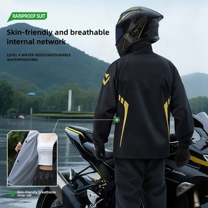 Ensemble de vêtements de <span class=keywords><strong>pluie</strong></span> légers et imperméables, veste et pantalon de <span class=keywords><strong>pluie</strong></span> respirants, imperméable enduit de PVC pour les trajets quotidiens, le camping et le vélo - Product Image 4