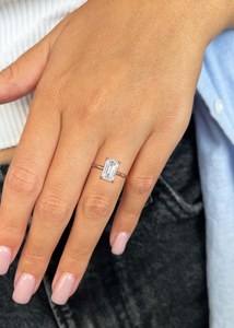 14K oro sólido corte esmeralda 3ct laboratorio cultivado diamante anillo de compromiso oculto Halo IGI certificado boda o regalo de fiesta - Product Image 2