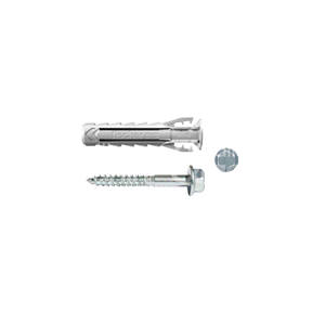 SX PLUS BM PLUG En nylon Avec vis à bois Tête hexagonale à bride Blanc zingué - Product Image 1