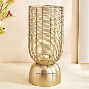 Vase à fleurs doré de luxe piédestal décoratif Vase à fleurs en fil métallique pour la maison salon décorations de table - Product Image 2