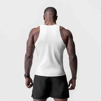 Débardeur de sport côtelé super doux en polyester/coton pour homme, col en V, style débardeur, logo personnalisé au dos, anti-boulochage, séchage rapide