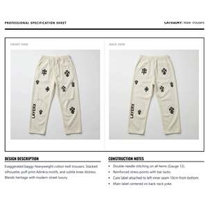 Pantalones de punto para hombre, de peso medio, holgados, estilo Y2K, con diseño gráfico 3D personalizado, efecto desgastado en la rodilla, ecológicos, estilo urbano, OEM - Product Image 6