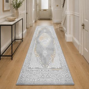 RUGS DEPOT LXDP-1014 Wholesale Grey Silver Traditional Oriental Digital Printed Machine Washable Chenille Area Rug Non <b>Slip</b> - Product Image 5
