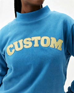 Custom Embroidered Women's Cotton Oversized Pullover Hoodie Knit Designer Crew Neck <b>Sweaters</b> Unisex Set Customization with logo - Product Image 3