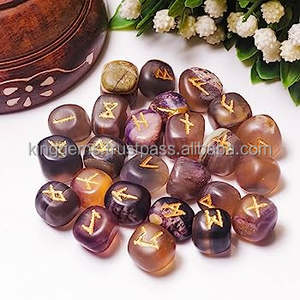 Gran oferta, juego de ágata de piedra de runas talladas de 25 piezas, runas grabadas de múltiples flores naturales de la mejor calidad, curación de Feng Shui - Product Image 6