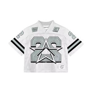 เสื้อแฟนฟุตบอลอเมริกันแบบสั่งตัดเย็บเอง ทรงโอเวอร์ไซส์ ผ้าตาข่าย ทรงบ็อกซี่ รับผลิตแบบ OEM ขายส่ง - Product Image 3