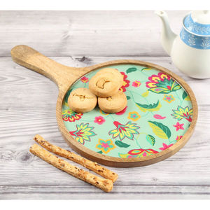 Kitchenware Cookware Dessert Food Serving Platter and Tray Finest Quality <b>Large</b> Size Wooden and Meena Work <b>Plate</b> - Product Image 4