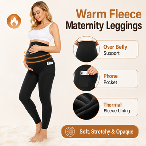 Pantaloni Capri per Donne in Gravidanza Taglie Forti con Vita Rinforzata, Leggings Lunghi alla Moda per l'Inverno - Product Image 3