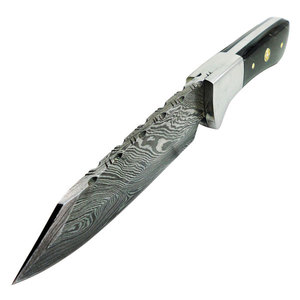 Cuchillo de caza de acero de Damasco de alta calidad Mango de madera personalizable Longitud regular con soporte OEM - Product Image 4