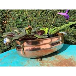 Juego de 2 maceteros de latón de primera calidad para estética interior contemporánea con soporte de metal Negro estilo interior moderno - Product Image 6