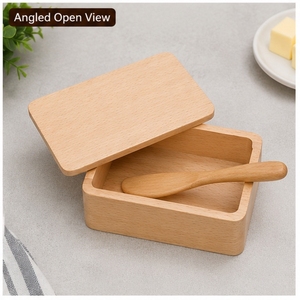 Wood Salt Box With Lid 4.3 In X 2.0 In Durable Handmade Wooden <b>Container</b> For Kitchen Use - Product Image 2