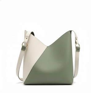 Sac fourre-tout en cuir vert olive et blanc pour femme, sac à main de créateur bicolore, motif bonbon, fermeture éclair, grand sac à main pour le travail - Product Image 3