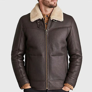 Manteau aviateur en fourrure de mouton imperméable de haute qualité, nouveau design, vente en gros, meilleur modèle 2025, style d'hiver avec rembourrage en peau de mouton, pour hommes - Product Image 3