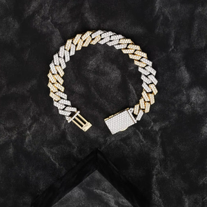 Pulsera de eslabones cubanos Diamante de corte redondo VS1 Moissanite Ice Out Banquete DE BODA Unisex Rodio plateado Moda Plata de Ley 925 - Product Image 2