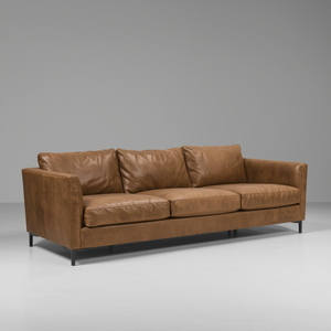 Premium Cowhide Leather Three Seater <b>Sofa</b> Residential Living Furniture Classic Shape Strong Wooden Base Comfort - Product Image 1