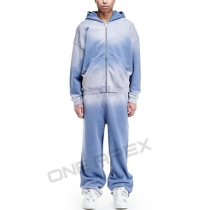 Survêtement délavé à l'acide avec fermeture éclair à capuche et logo personnalisé survêtements les plus vendus qualité personnalisée en gros hommes - Product Image 4