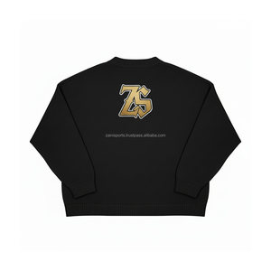 Sweat-shirt polaire en coton épais doux intérieur brossé couleur noire Logo brodé personnalisé Streetwear Basics Sweatshirts - Product Image 2