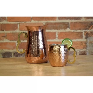 Indian Manufacturer's Set of Four Copper Mugs with Handle <b>Jug</b> for Direct Drinking Water - Product Image 3
