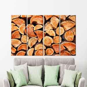 Tableau sur toile imprimé moderne : design élégant avec anneau en bois pour la décoration intérieure, 4P : encadré style galerie - Product Image 1