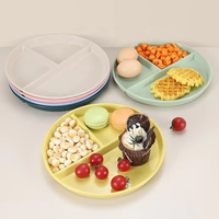 Assiettes divisées incassables personnalisées de 9 pouces à 3 compartiments en plastique de paille de blé réutilisables écologiques pour la rentrée scolaire