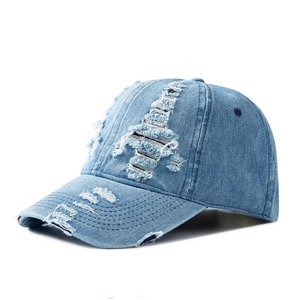 Casquette en jean aspect vieilli Casquette en coton ajustable brodée avec logo personnalisé pour hommes et femmes Accessoire de mode - Product Image 1